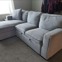 Gray 3 Cushion Reversable Sectional Sleeper Sofa