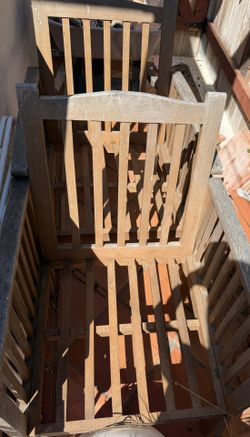 Two Teak Chairs And Teak Bench