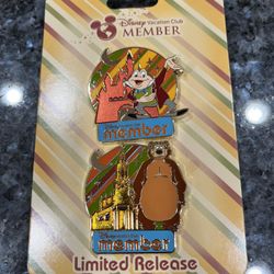 Disney trading pins Mr Toad and  Humphrey  Bear.  Disney Vacation Club Member 2022 Limited Edition.  Brand new on original card.  Smoke free home 