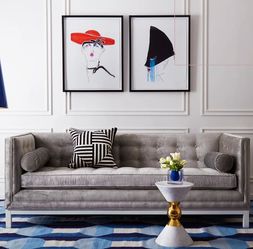 Jonathan Adler Lampert Charcoal Velvet Sofa