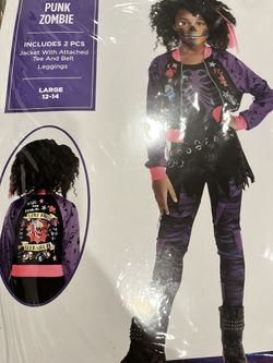 Kids Zombie Punk  Costume Size Large 
