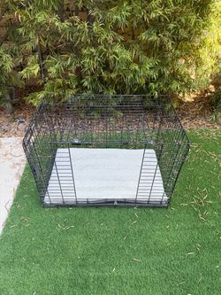 Black Wire Folding Dog Crate with Mat