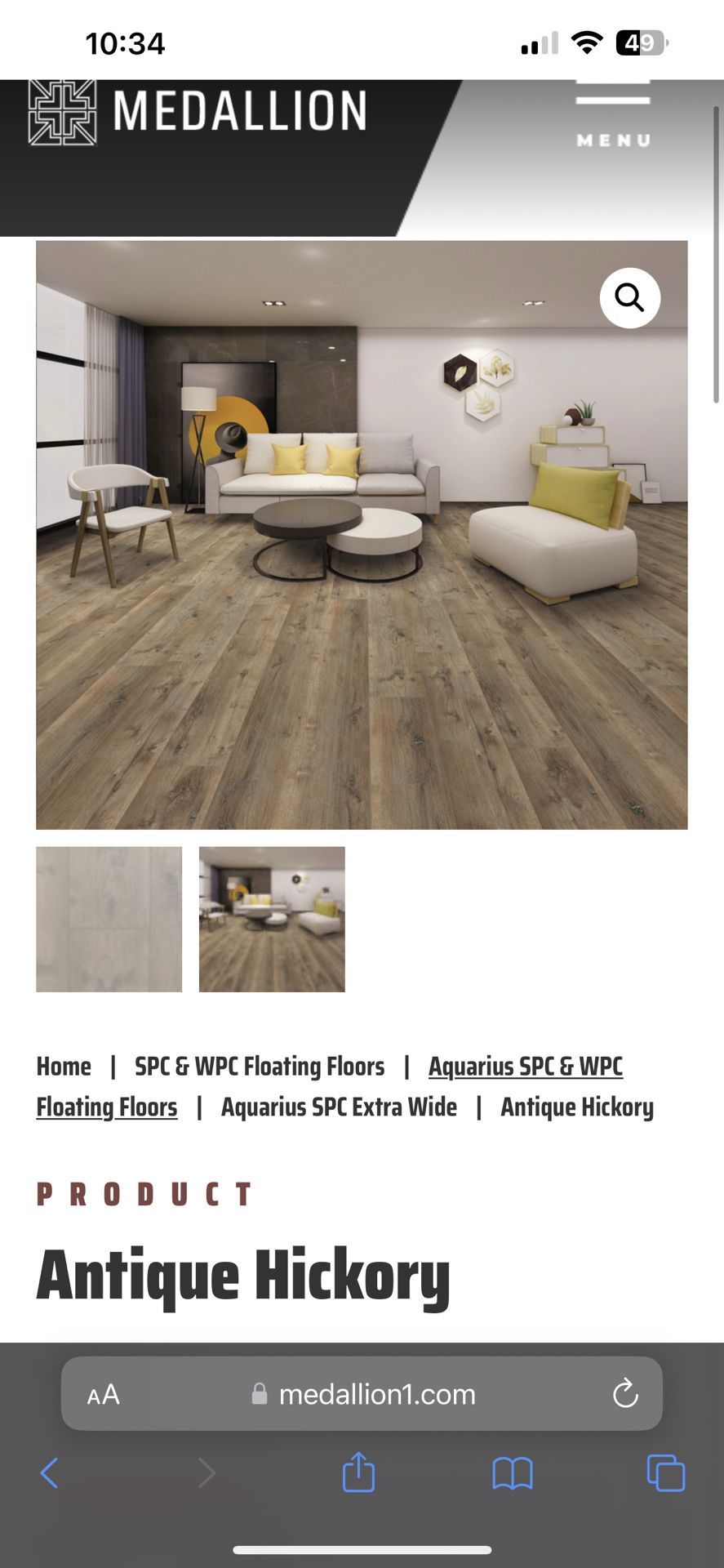 - 200 Sqft - SPC Luxury Vinyl Click Flooring ( Antique Hickory ) Long / Wide Plank 