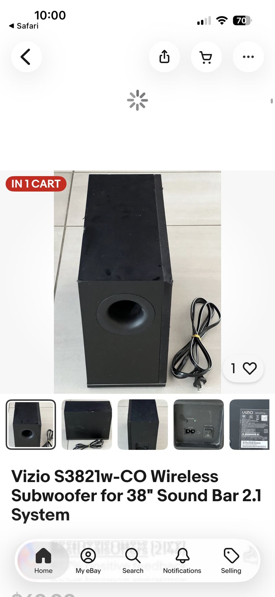 Vizio S3821 W-Co  Wireless Subwoofer For 38” Soundbar 2.1 System For $50 If Interested Contact Roy Smith !