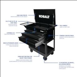Kobalt 35-in W x 37.5-in H 4-Drawer Steel Rolling Tool Cabinet (Black)