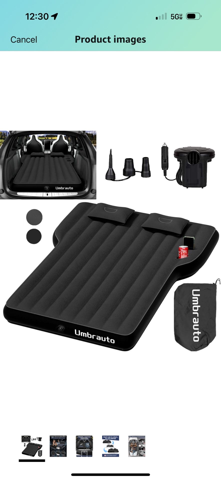 Umbrauto Air Mattress for Tesla Model Y, Custom Inflatable Camping Bed for Back Trunk, Upgraded Sleeping Pad w/Soft Flocking Surface, BRAND NEW