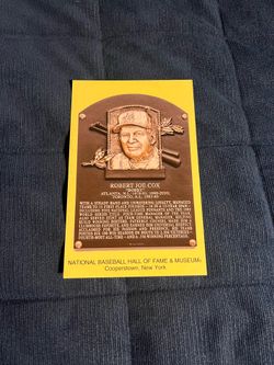 Bobby Cox 4X6 HOF Gold Plaque Postcard