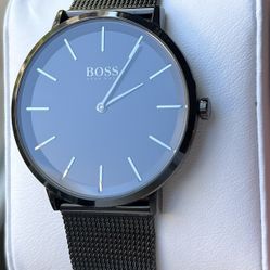 Hugo Boss Mens Quartz Watch, 40 mm Black Dial And Strap