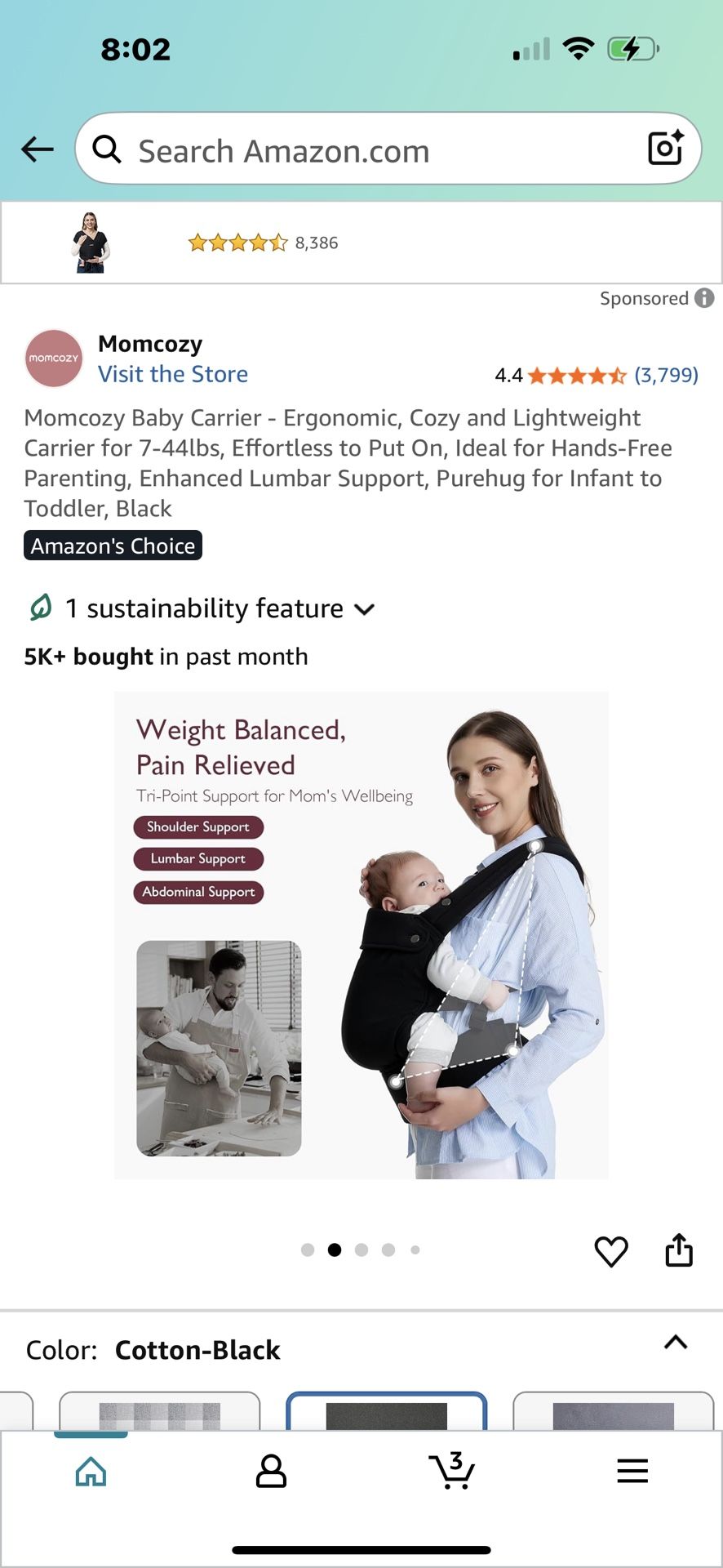Momcozy Baby Carrier - Ergonomic, Cozy and Lightweight Carrier for 7-44lbs, Effortless to Put On, Ideal for Hands-Free Pare