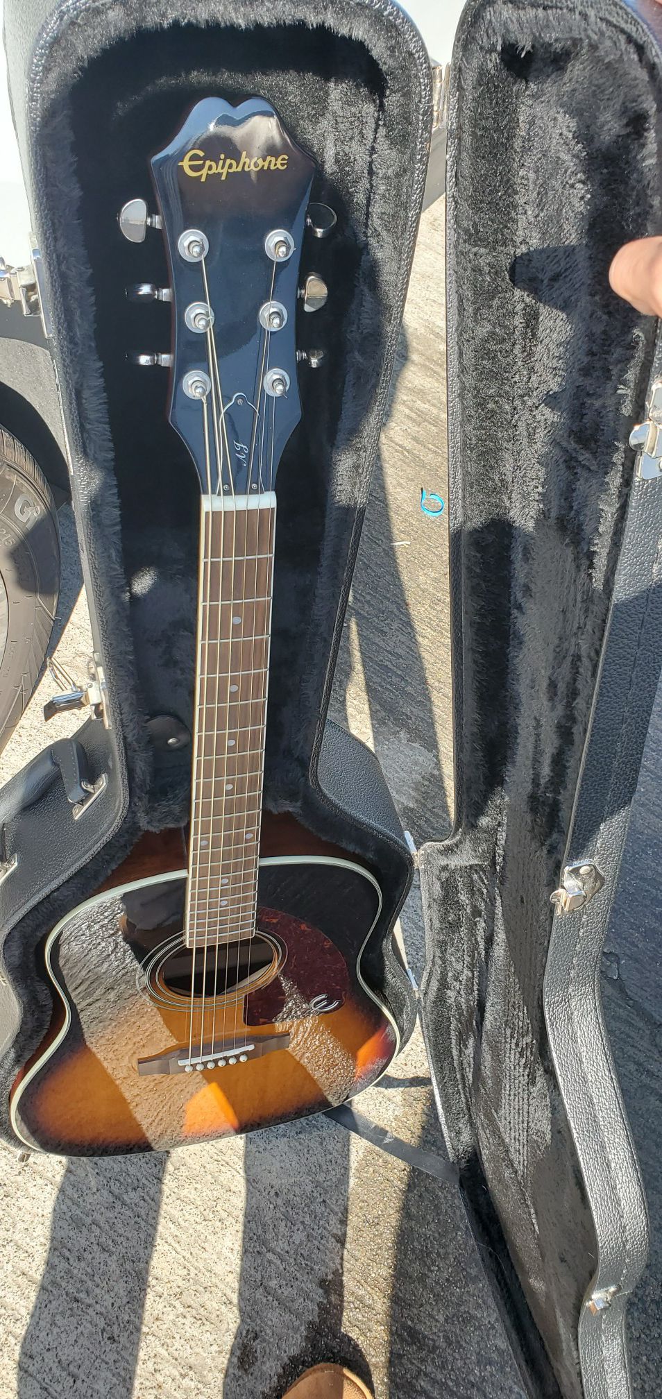 Acoustic Epiphone guitar with hardcase