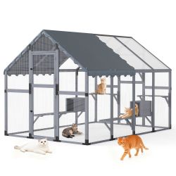 108 inch wide large outdoor cat enclosure with shelves and platforms ,new