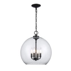 Monteaux Lighting
4-Light Black Pendant with Clear Glass Shade
