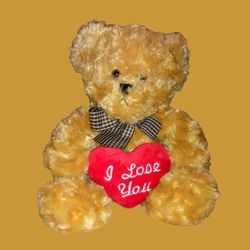Mai-Toi Plush Light Brown Teddy Bear Holding A Heart 