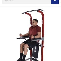 Stamina Full Body Power Tower with Upholstered Bench and Weight Bar Rack - 50-1735