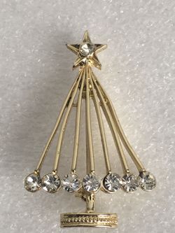 BEAUTIFUL RHINESTONE GOLD TONE BROOCH