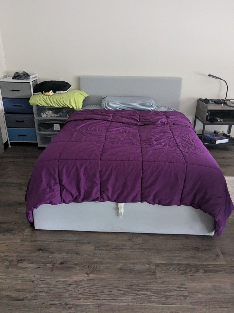 Ikea Memory Foam Bed + Bedframe +Pillow +Throw