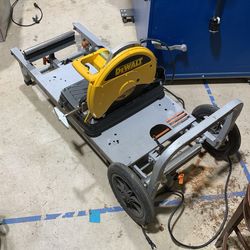 Dewalt Chop Saw On utility stand vehicle