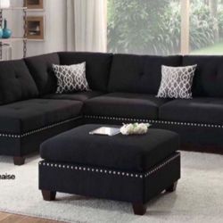 New Black Or Gray Sectional And Ottoman Sofa Couch 