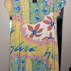Vintage HULA MOON By JAMS WORLD HAWAII “Aloha Lei” Hawaiian Dress SM