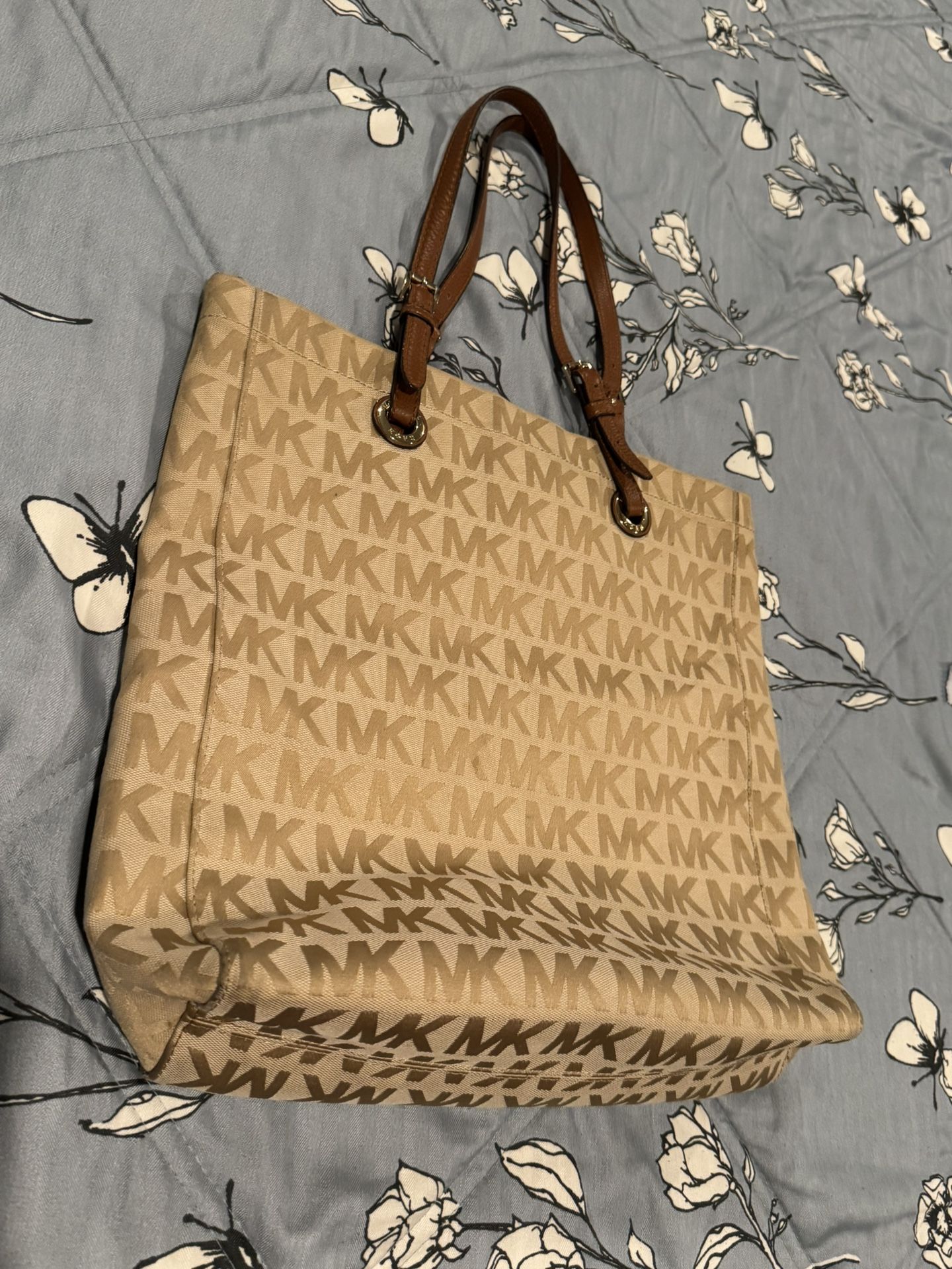 Michael Kors MK Jet Set Beige Brown Bag Tote Handbag