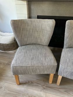 Grey Herringbone Accent Chairs — Set of 2 — Like New