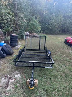 Black Steel Utility Trailer with Ramp Gate