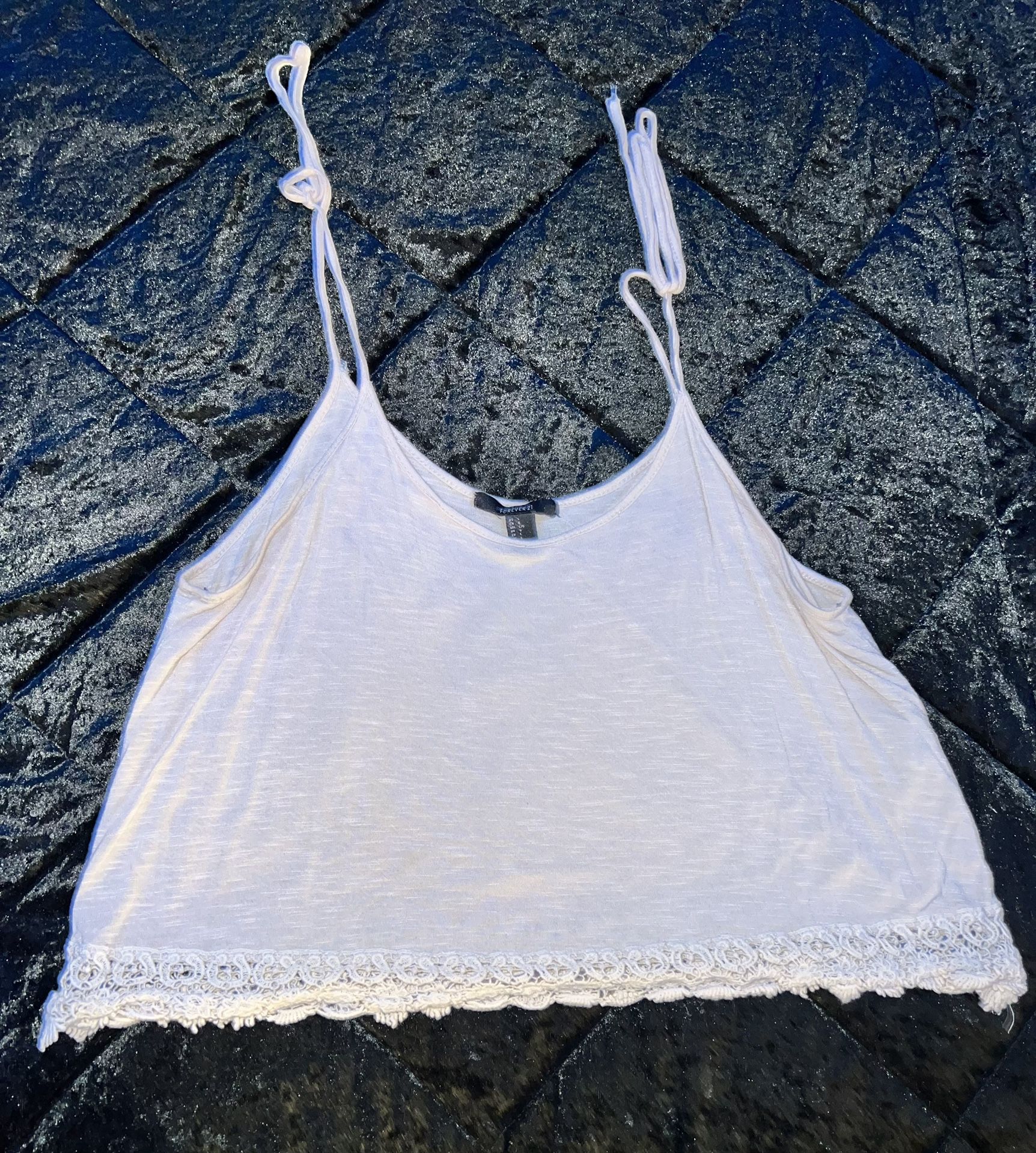 Forever 21 Cream Adjustable Tie Strap Sleeve Tank Top