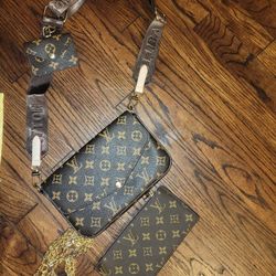 3pc Crossbody Purse With Additional Chain Strap 