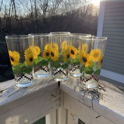 Vintage Kig Sunflower Tall Glass 