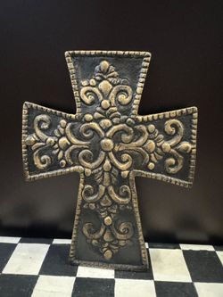 Cross Crucifix Wall Décor Black Gold  Decorative 6"x8"