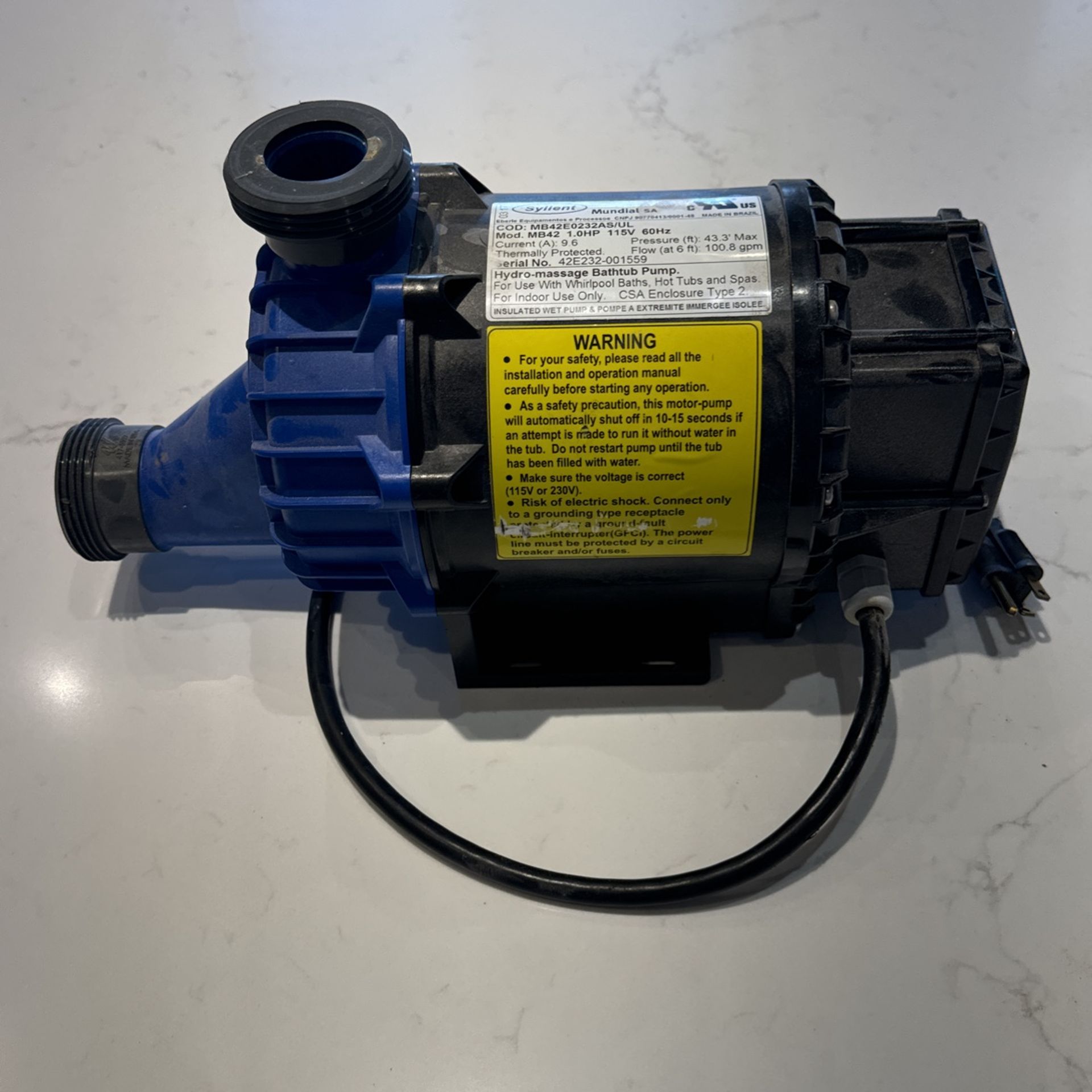 Syllent hydro-massage Bathtub Pump