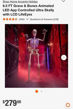 6.5 FT Grave & Bones Animated LED App Controlled Ultra Skelly with LCD LifeEyes