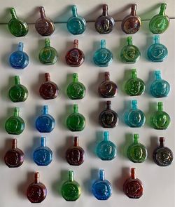 Rare Set of 34 Vintage Presidential Mini Carnival Glass Wheaton Bottles