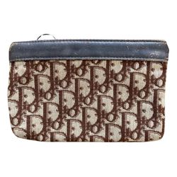 Vintage CHRISTIAN DIOR Monogram Canvas Clutch Cosmetics Bag RARE