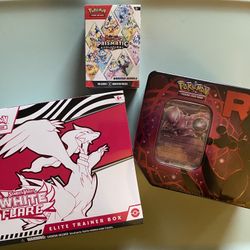 Prismatic Evolutions Booster - White Flare ETB - Team Rocket Tin 