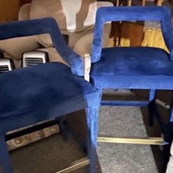 2 blue velvet bar stools $220 Cash Only