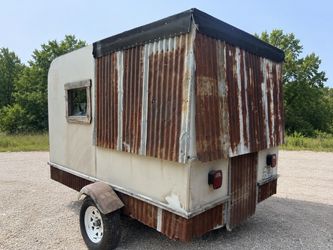 1970’s Aljo camper trailer conversion, trades day booth , rustic mobile vintage booth, private room.
