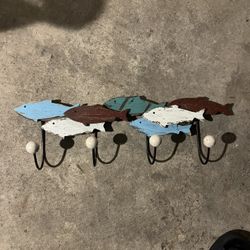 School of Fish Wood/Metal Wall Hanging/Coat Rack
