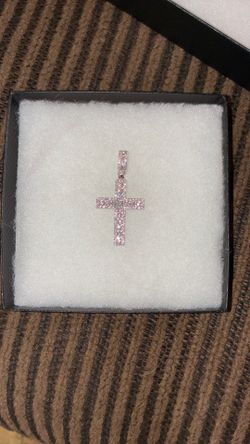 Solid Silver And Moissanite Cross Pendant 