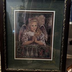 Angel pic w wooden frame 