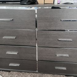 8 Drawer brown dresser With Mirror Trim