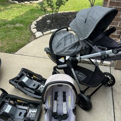 Evenflo Double Stroller And Carseat With Base