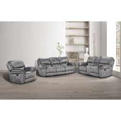 Gray Recliner Couch Set