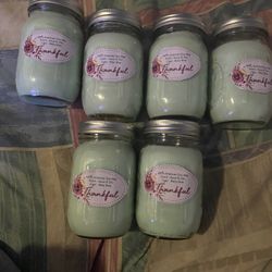 6 Of The 16 oz Baby Blue Aqua De Gio Homemade Scented Candles