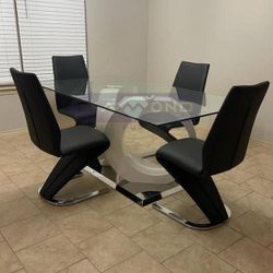 5PC GLASS MODERN DINNING SET 