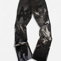 BRAND NEW  RMR Black & grey graphic print jeans Size 32/36