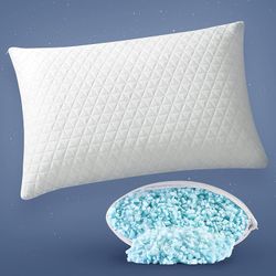 Shredded Memory Foam Pillow for Sleeping - Adjustable Bamboo Cooling Gel Pillows for Side Stomach Back Sleeper (20×30) Inches- Queen Size