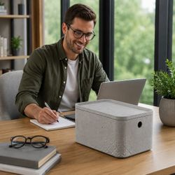 Keter Beton S Storage Box with Lid - Stackable 4L Concrete-Look Design in Grey (243399)