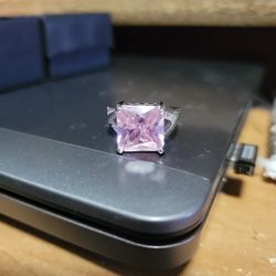 Size 7 Pink Topaz Sterling Silver Ring