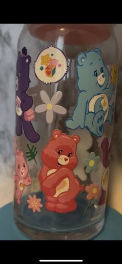 Carebear Glass 16oz Cup With Pink Lid 